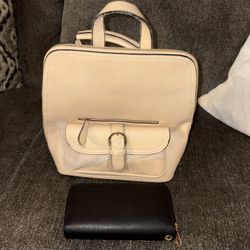 Designer Leather Backpack with Free Purse