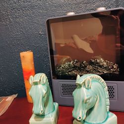 Teal Horse Head Bookends