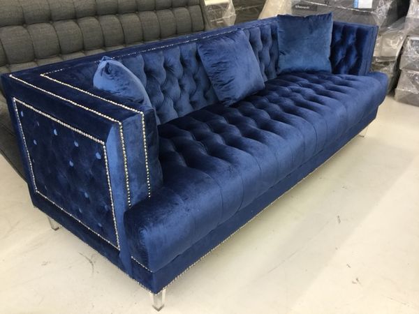 Floor Sample New Navy Micro Velvet Sofa 599 For In Toms New Navy Micro Velvet Sofa 599