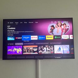 50” Sony Bravia Smart TV with Wall Mount & Remote