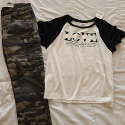 Girls 7/8 New  Crazy8 Shirt An Used Forever21 Pants 