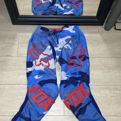 Y2K 2000s Fox Racing 180 Vicious Motocross Pants Blue & White Camo
