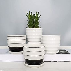 NEW IN BOX Black And White Ceramic Flower Pot 