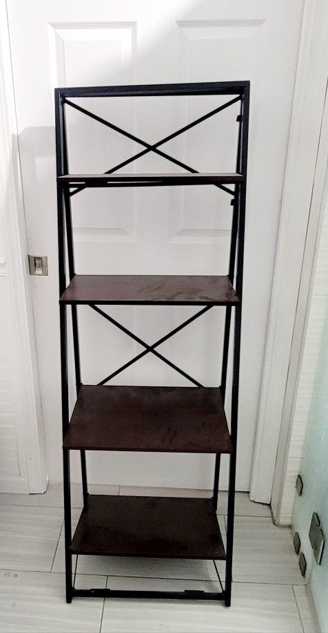 Ladder Shelf Bookcase,4-Tier Leaning Ladder Bookshelf,Industrial Bathroom Shelf, Multifunction Standing Organizer Shelf for Livingroom