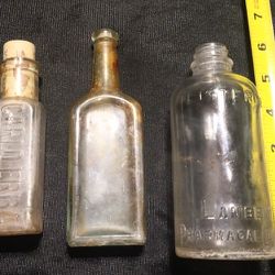 Vintage Medicinal Antique Bottles Lot of 3