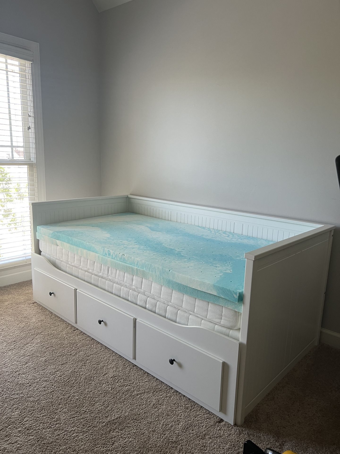 IKEA Daybed That Opens To A Long Bed (will Include Two Mattresses, Two Toppers And Comforter/Bedding)