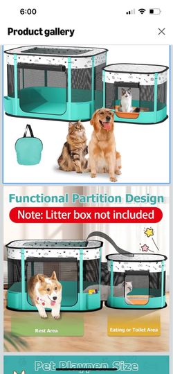 Portable Cat Playpen, Foldable Pet Dog Playpen, for Kitten Puppy Play Pen Indoor/Outdoor, Cats Enclosure Cages Tent with Carrying Case, 600D Oxford 8-