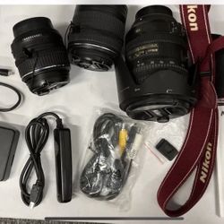 Nikon D3300 Digital SLR Camera w AF-S 28-300mm, 18-55mm, 55-200mm Lens + Extras