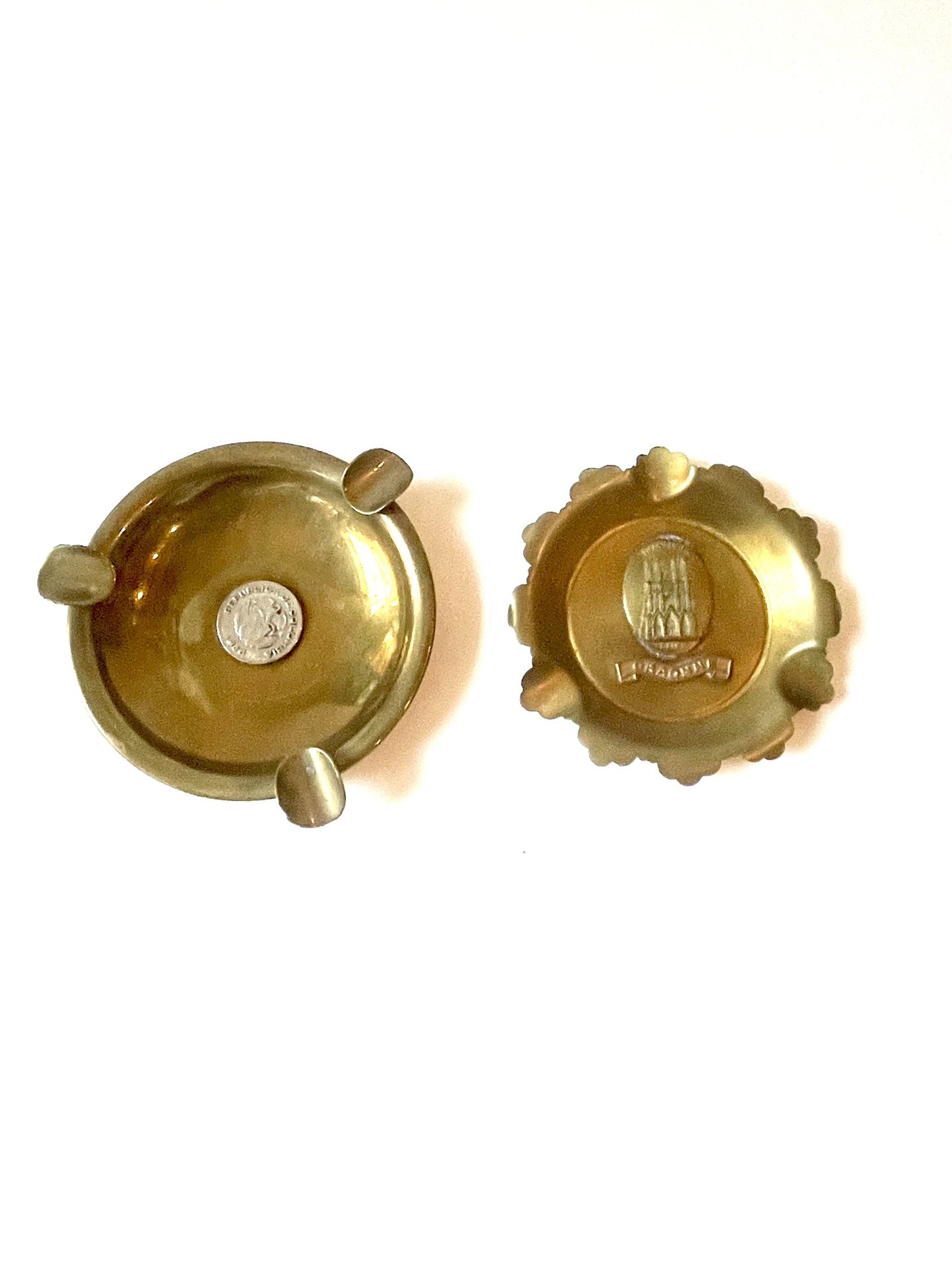 Pair Of Vintage Brass Ashtrays