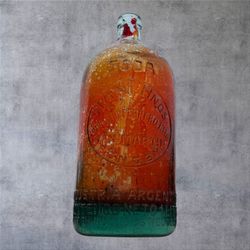 Vintage Argentina Seltzer Bottle Giani Hnos San Martin Orange Glass 1 Liter Rare 