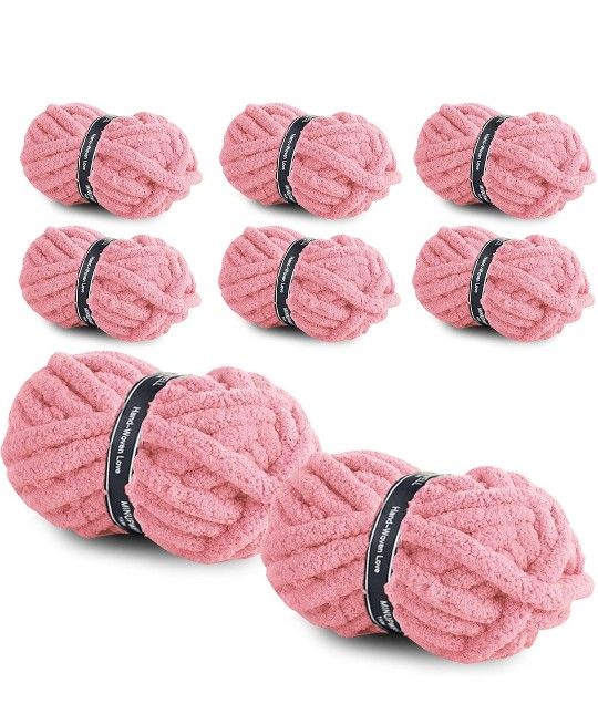 8pcs Skien Pink Chunky Yarn