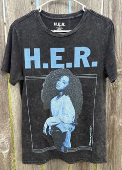 H.E.R. Washed Black Graphic T-Shirt Unisex Size Small
