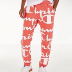 Champion Mens Reverse Weave Sweat Pant 2XL Orange/wht Big Script-logo print, NWT