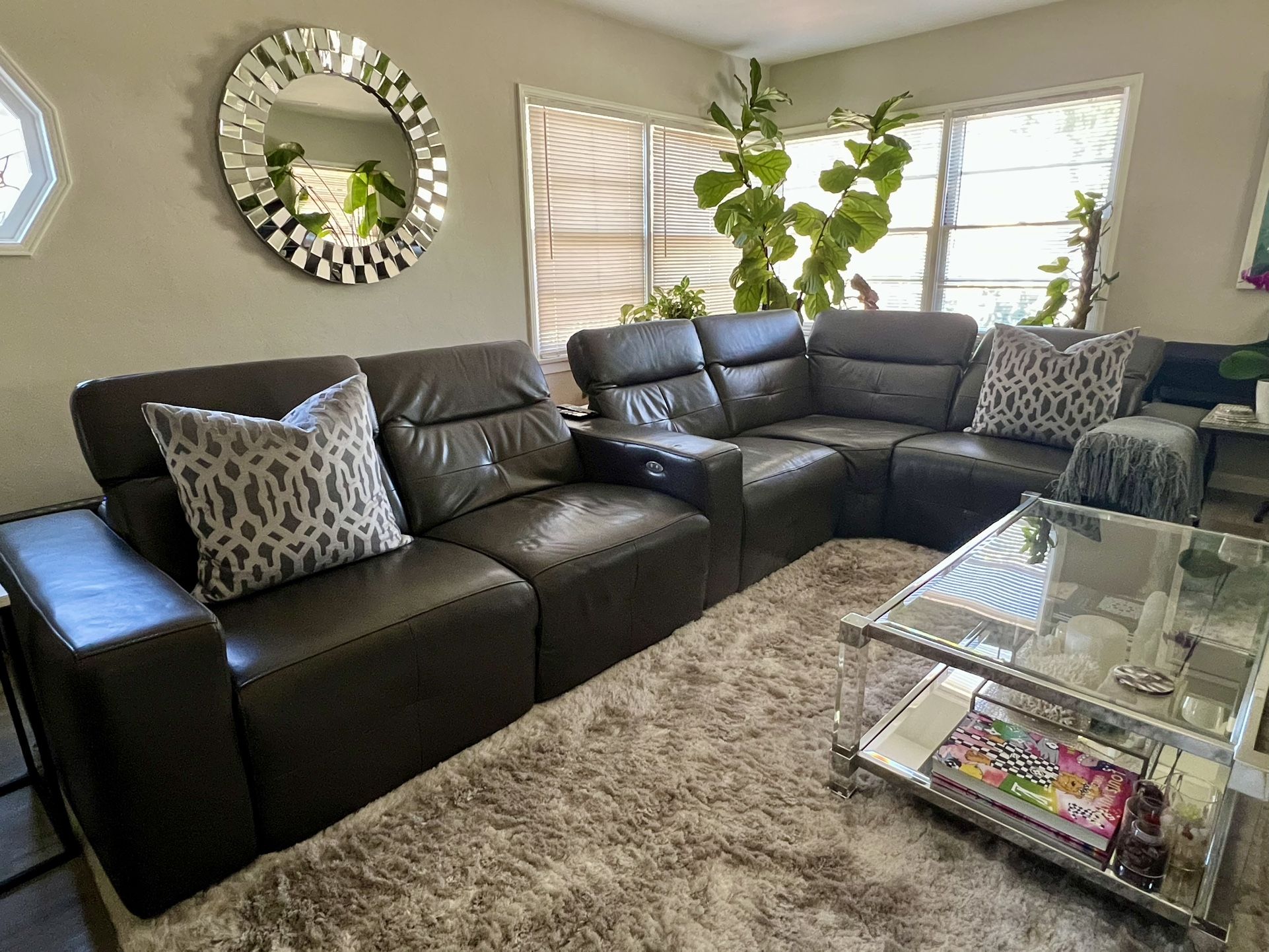 Z Gallerie Leather Reclining Sectional Couch