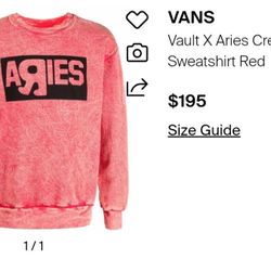 VANS VAULT X ARIES CREW SWEATSHIRT
USED 
Size Large