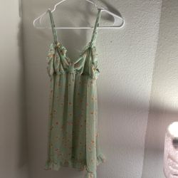 Mint Green Floral Ruffle Mini Dress