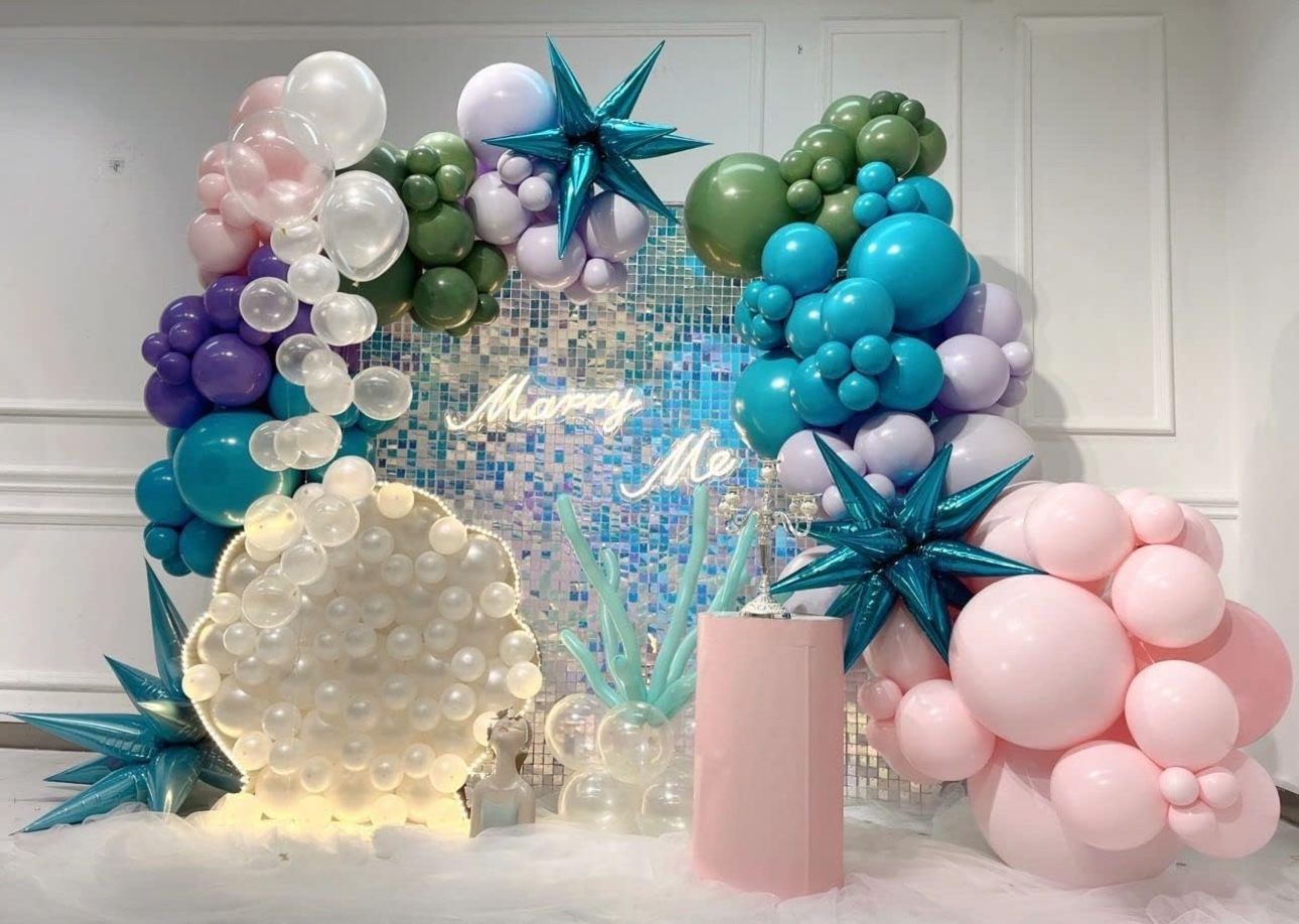Sequin Backdrop In Blue Rainbow