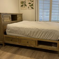 Full Size Storage Bed - Solid Wood and Mattress