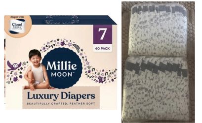 New Millie Moon Luxury Diapers Size 7 (37+ lbs), 40 Count