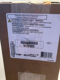 Whirlpool Water Pump Part W11578225