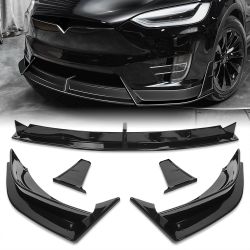 For 2016-2021 Tesla Model X Painted Black Front Bumper Lip Splitter Spoiler -(2-PU-384-PBK