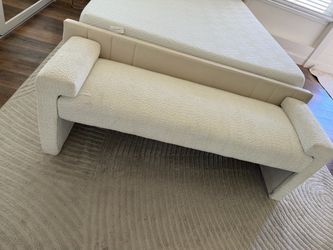 Cream Boucle Upholstered Bedroom Bench