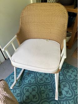 Steel and Wicker Outdoor Rocking Chair