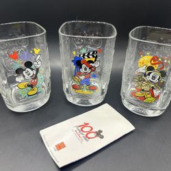 Lot Of 3 Disney *2000* Millennium CELEBRATION Mickey Glasses Tumblers Collectors