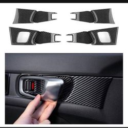 4 (USED) Pieces Of OUBOLUN ABS Imitate Carbon Fiber Inner Handle Bowl Cover Inside Door Lock Panel For Honda 11th Gen Civic 2022… In Good Condition…