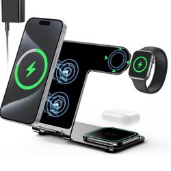 Brand: Apor 3 in 1 Wireless Charging Station for Apple Multiple Devices Wireless Charger for iPhone 15 14 13 12 11 Pro (Not for Mini Series) Metal Cha