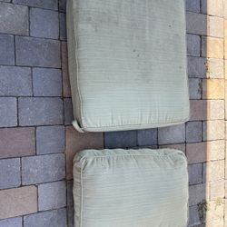 2 piece bottom and back seat Outdoor Patio Furniture Cushions In light green stripes  Located in concord  Good condition  No rips or tears   Bottom cu