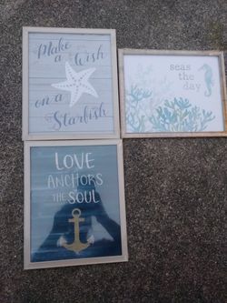 Set of 3 new Beachy wall art