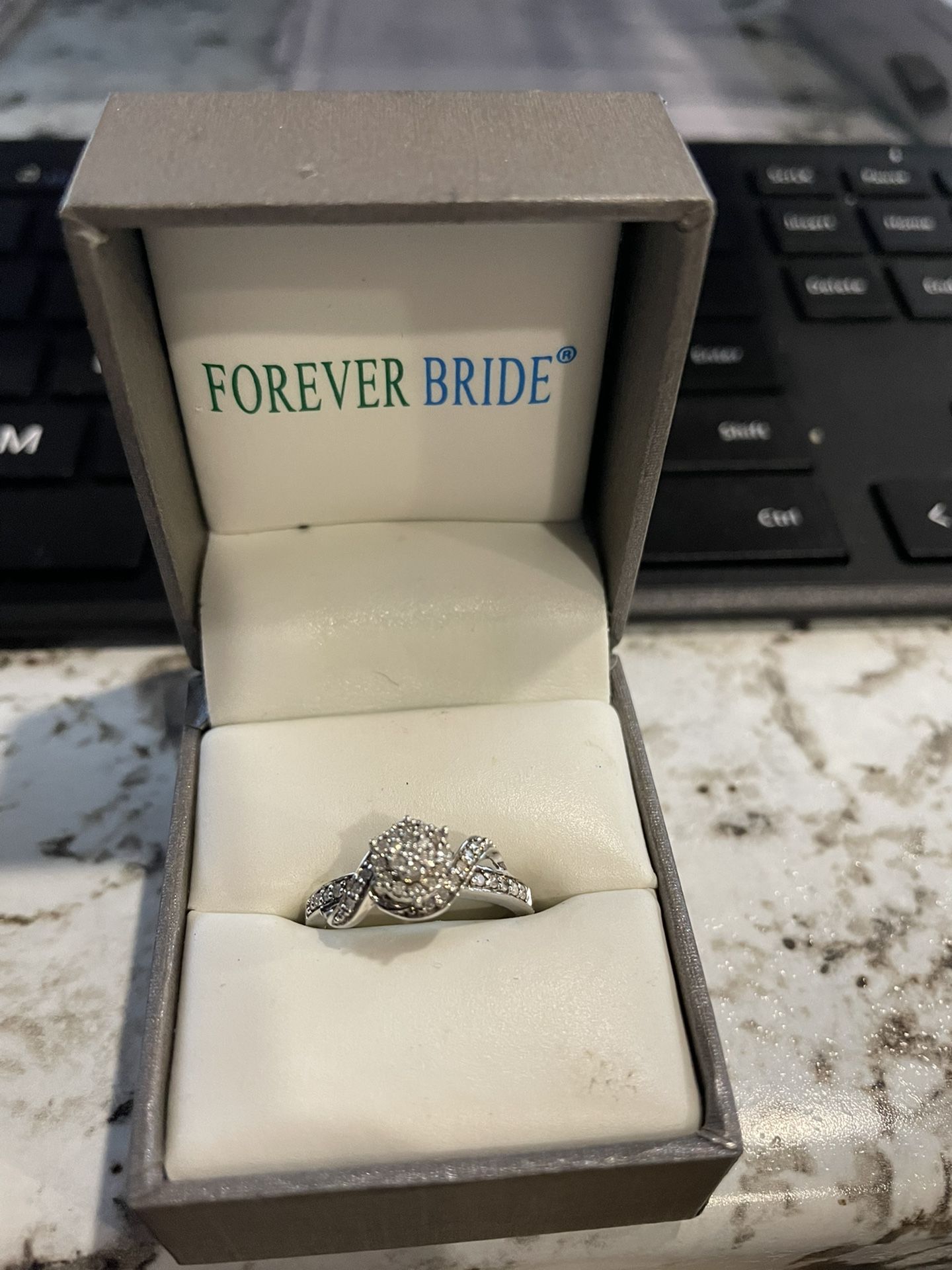 Engagement Ring - Sterling Silver 1/4 Real Diamonds