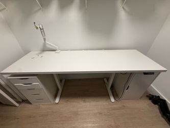 Desk with two storage cabinets