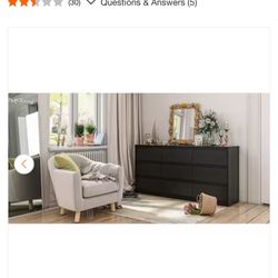 9-Drawer Black Wood Dresser