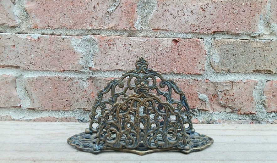 Vintage Brass Ornate Letter Holder