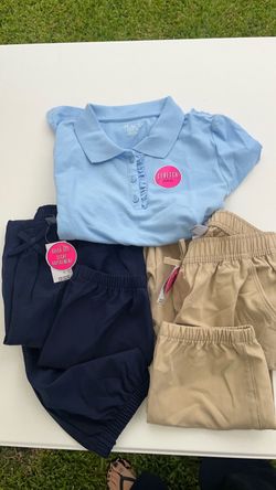 2 pairs ofGirls uniform pants 1 top new with tags children’s place Sz 14