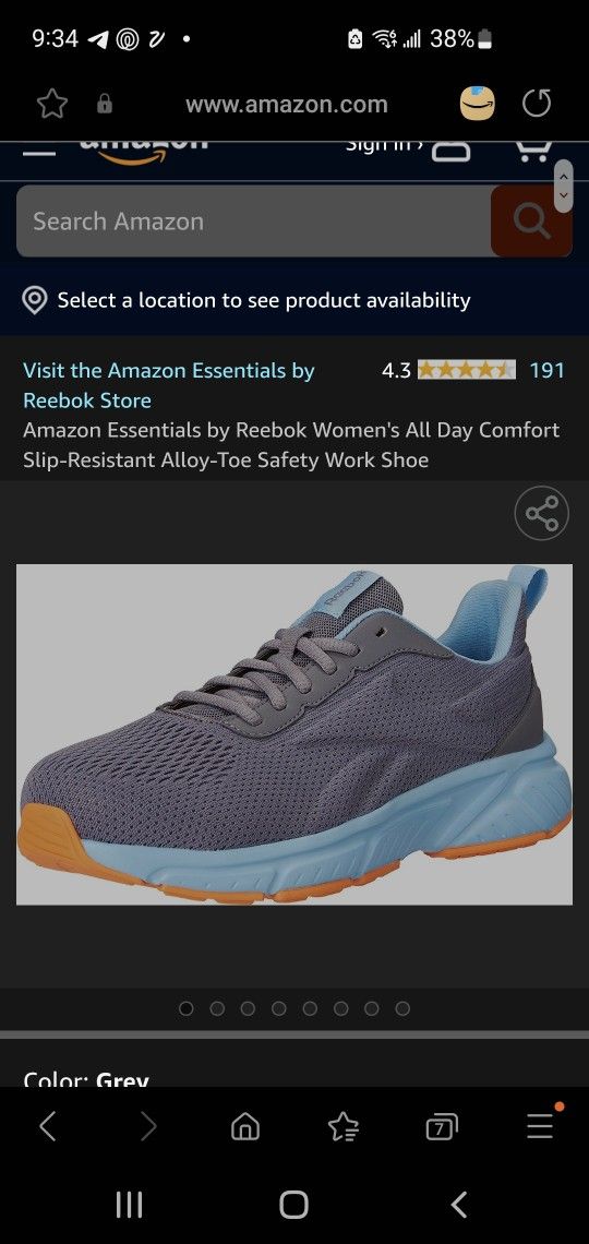 Amazon Essentials by Reebok Men's All Day Comfort Slip-Resistant Alloy-Toe Safety Work Shoe