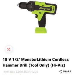 Snap-on Tools CDR8850H 18 V 1/2" MonsterLithium Cordless Hammer Drill
