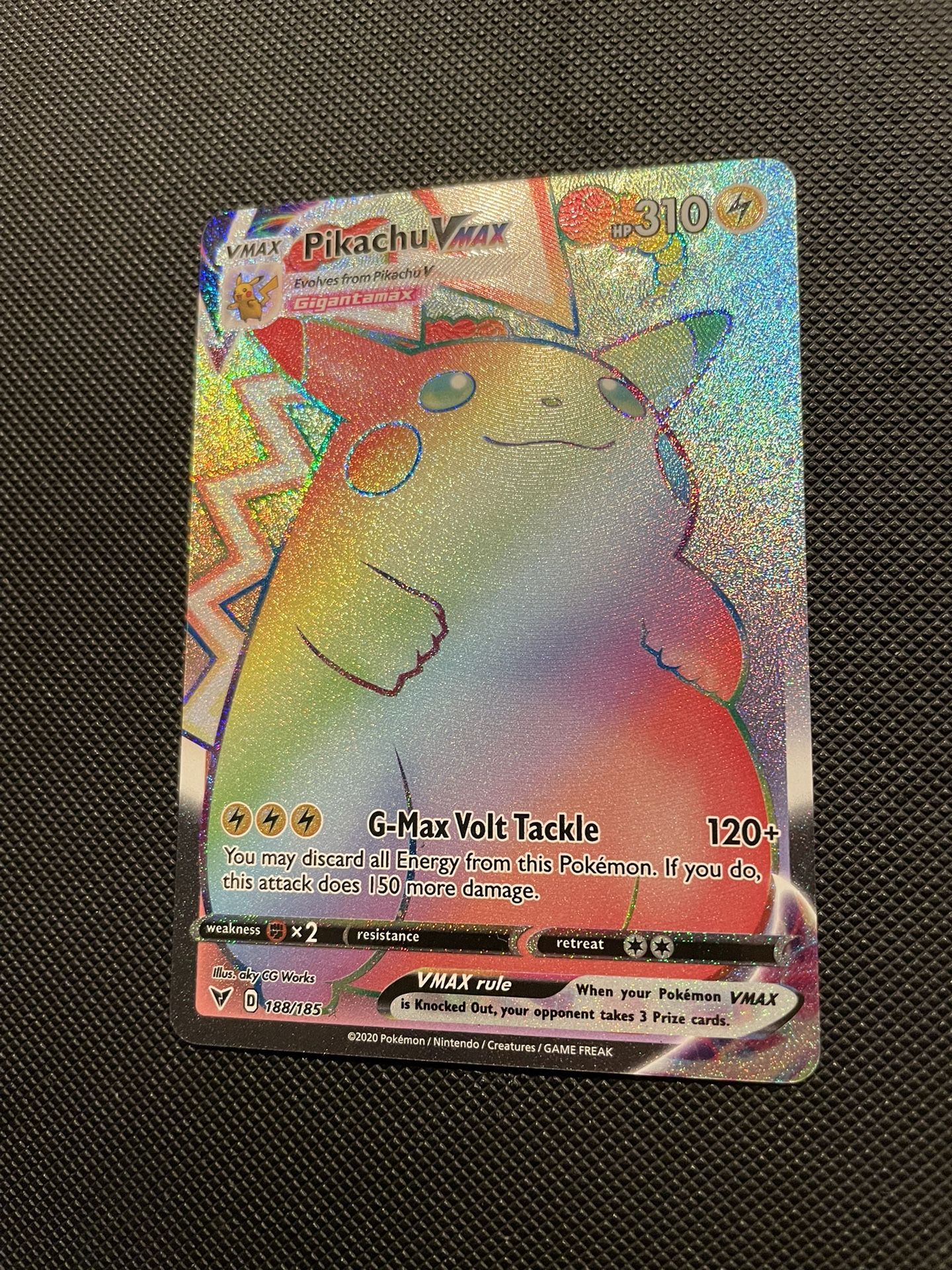 Pikachu VMAX Hyper Secret Rainbow Full Art Ultra Rare *MINT* Pokémon Vivid Voltage 188/185 Sword Shield Pokemon Gigantamax Chunkachu Chonkachu