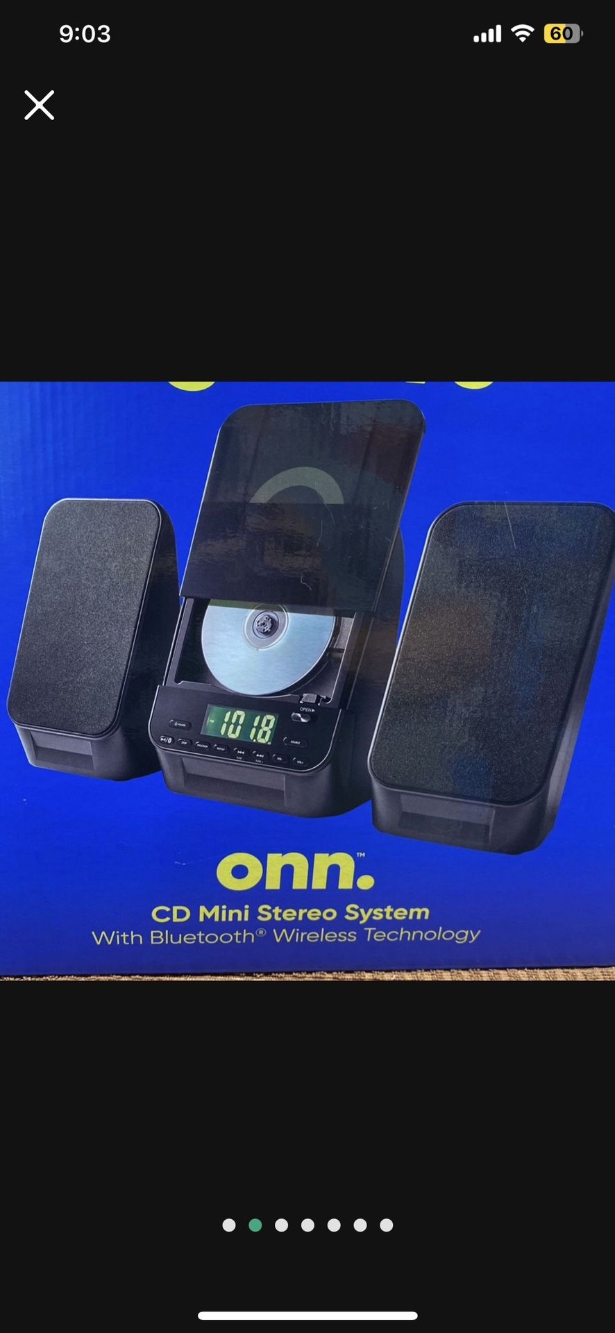 onn. Home Music 5-Watt Mini Bluetooth CD Stereo System