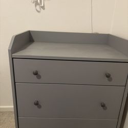 Gray 3-Drawer Dresser with Changing Table Top