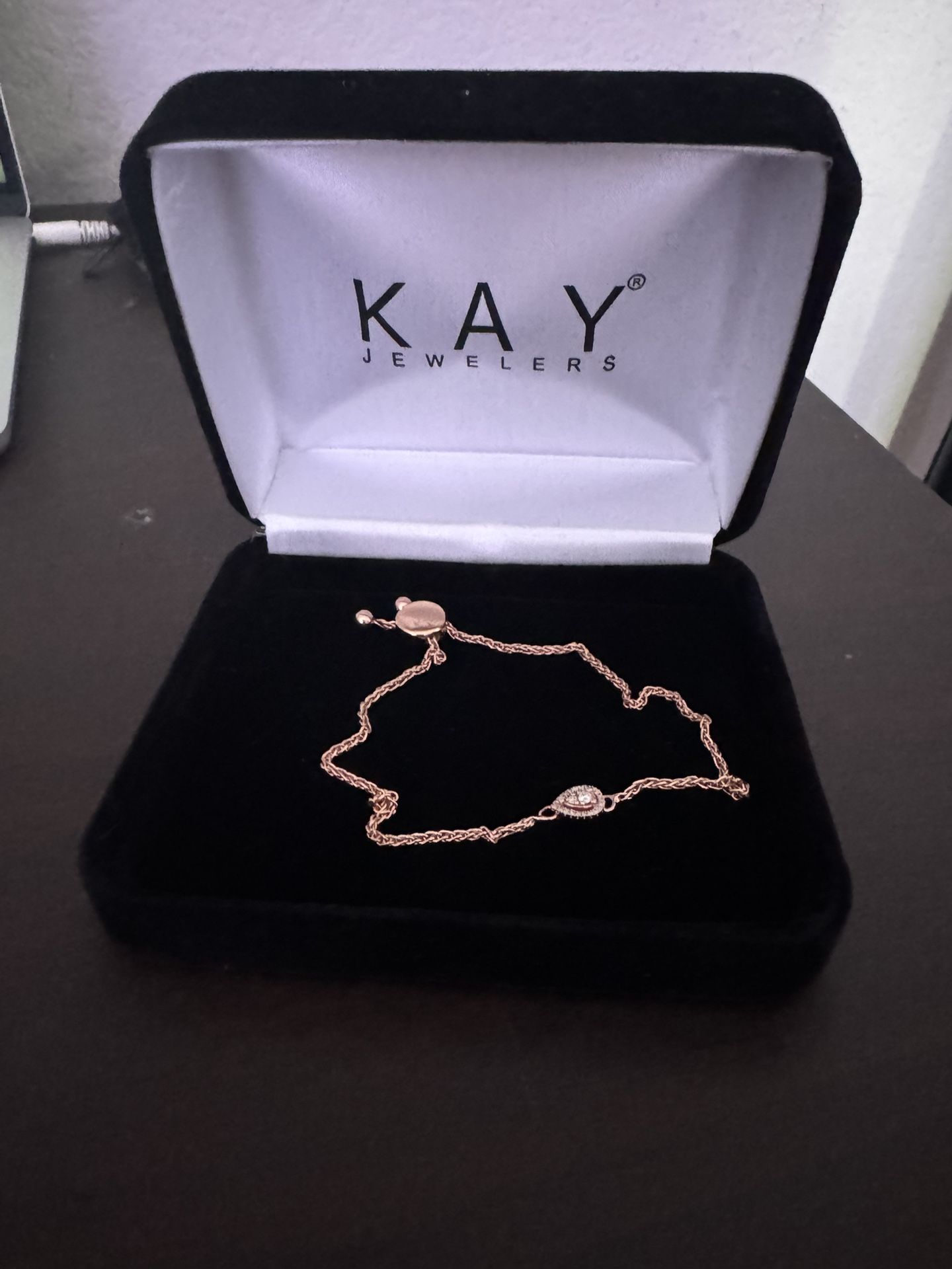 Heart Bolo Bracelet 1/4 ct tw Diamonds Sterling Gold & 10K Rose Gold 9.5"