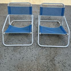Vintage 80s Beach Chairs Aluminum Set Of 2