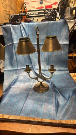 So bras candlestick lamp in 19 1/2 inches long adjustable shades