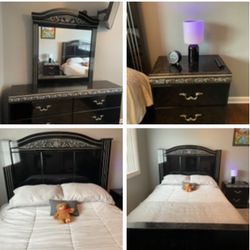 Bedroom Set: Queen Bed, Dresser, Mirror, and Nightstand 