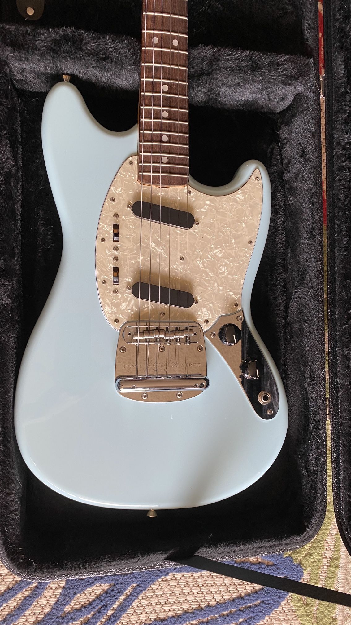 1965 Fender Mustang Daphne Blue RI Electric Guitar