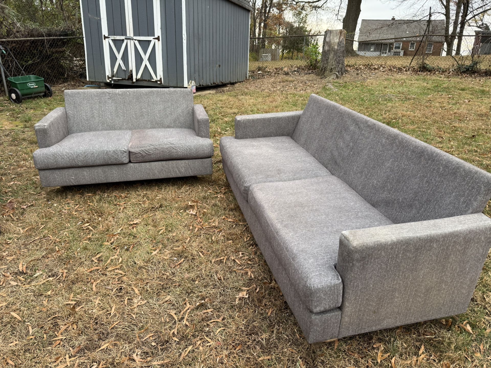 Grey Fabric Sofa Set *Needs Cover