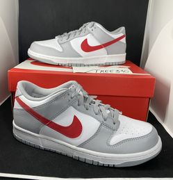 Nike Dunk Low Grey Red GS 7Y DV7149-001 Deadstock