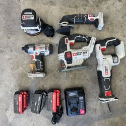 Porter Cable 20v Lithium Power Tool Set 5 Tools 3 Batteries And Charger 